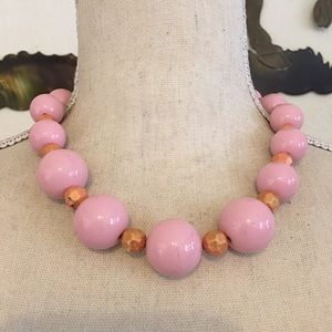 You & I blush pink chunky beaded necklace